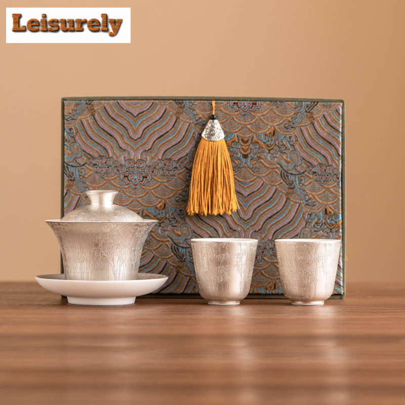 Luxury 999 Gilded Silver Green - Korean Tea Set review and price
