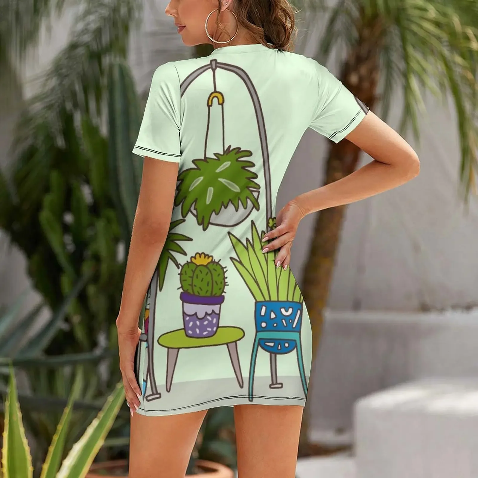Plant life Short-Sleeved Dress - Korean Lifestyle Trends review and price